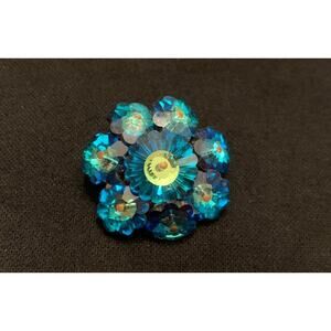 Blue Margarita Glass Vintage Brooch Unsigned